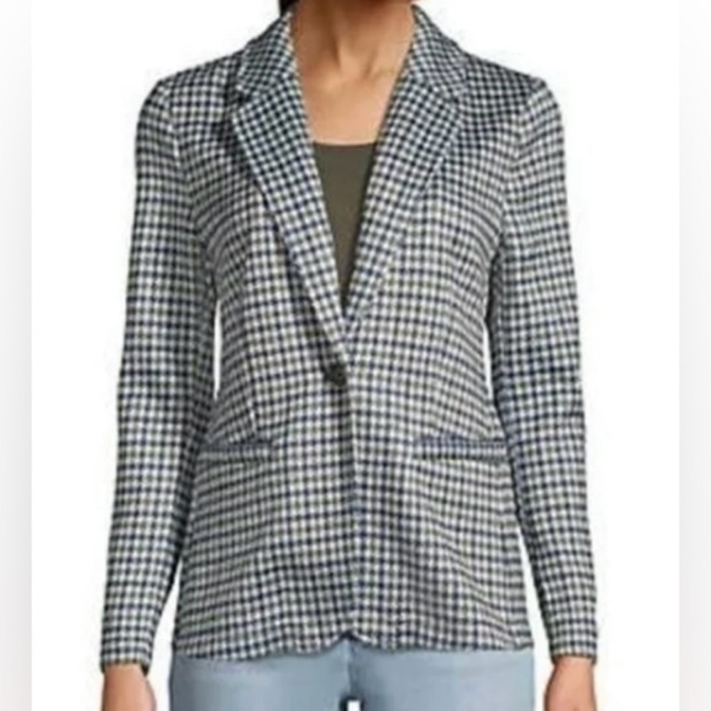 NWOT Lands’ End sweater fleece one button houndstooth blazer jacket XL